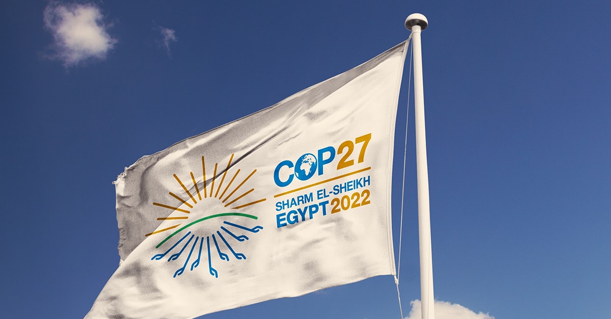 COP27 flag.
