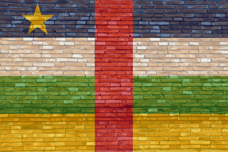 Central African Republic Flag painted on brick wall.