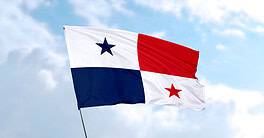 Flag of Panama in front of blue sky