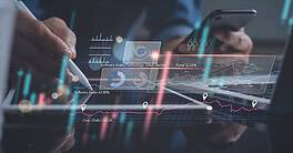 Business analysis, strategy and planning concept. Businessman, finance analyst working on digital tablet, business data and economic, economic growth, financial graph chart, stock market report