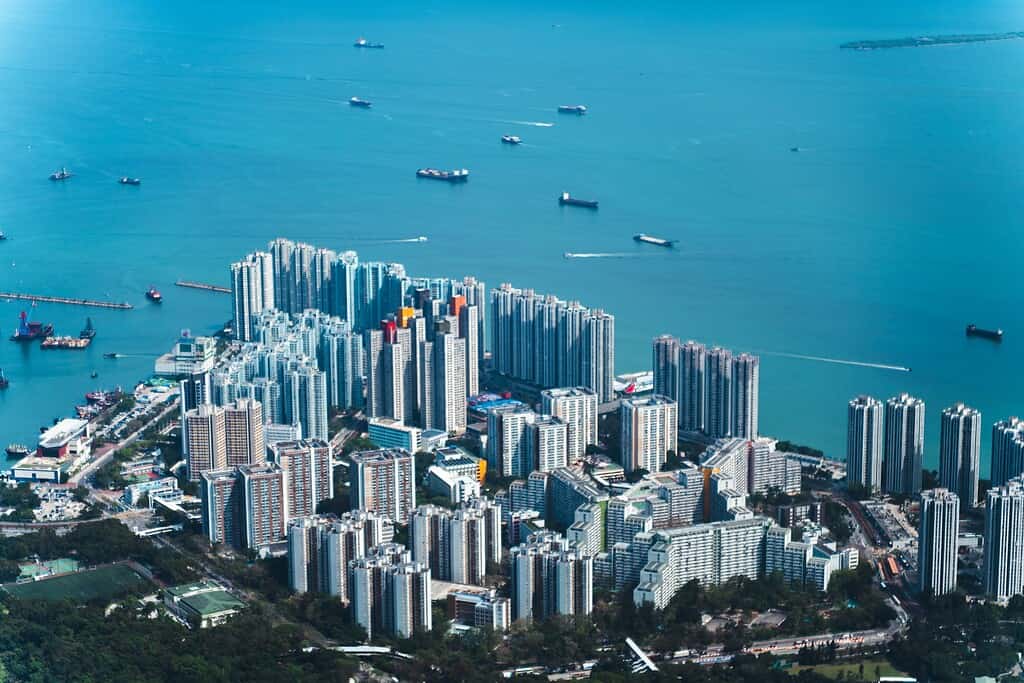 Top view of Hong Kong buildings