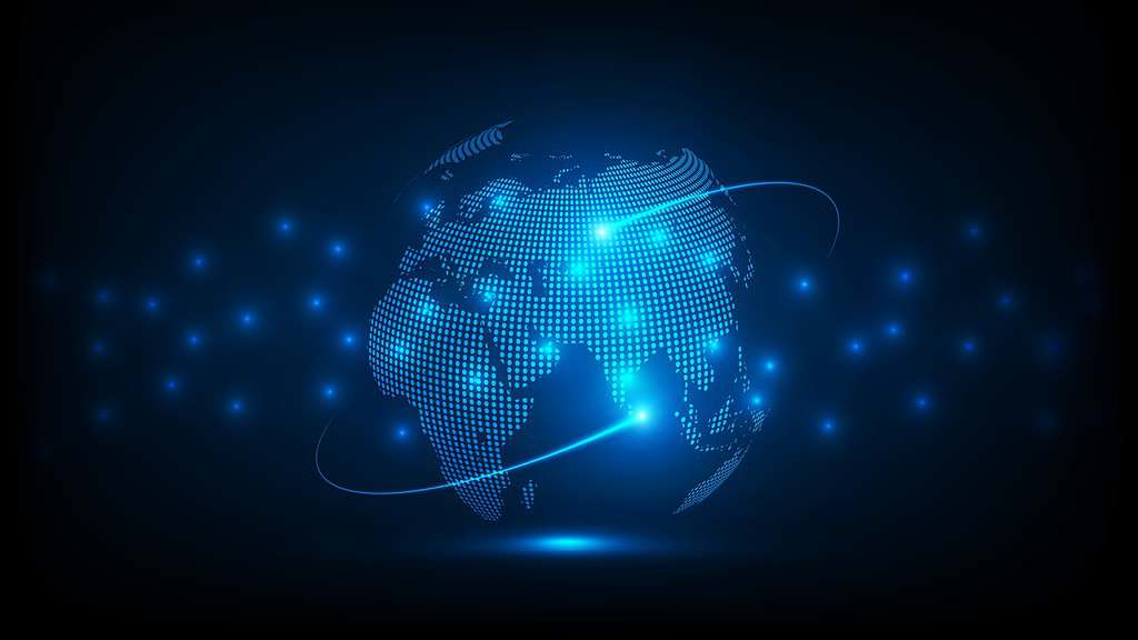 Globalization Artificial intelligence (AI) digital world smart futuristic interface technology background, Vector Illustration