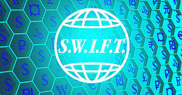 International payment financial system SWIFT. 3d signs of world currencies. Vector business poster or wallpaper