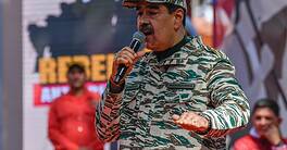 Venezuela's President Nicolas Maduro speaks during a rally on the 22nd anniversary of the coup against Hugo Chavez, Saturday, April 13, 2024.