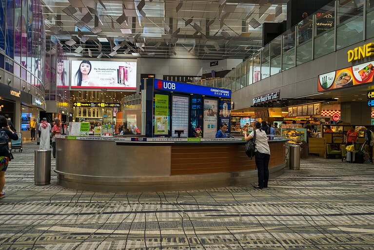 Money exhange shop at Changi Airport terminal 3, Singapore