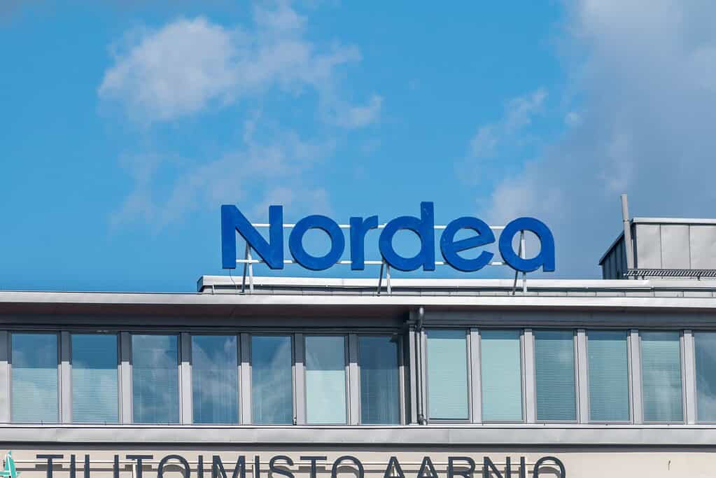 Logo of Nordea. It is part of Nordea - the largest financial group in the Nordic countries.