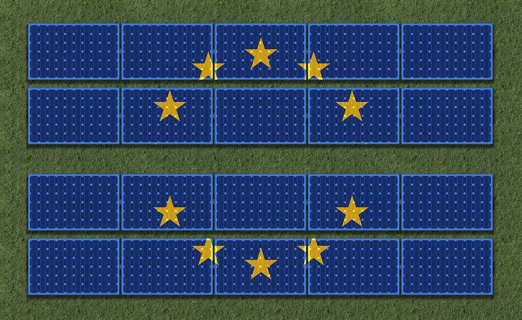 Europe photovoltaic solar farm generating clean and renewable energy through panels, infrastructure for green electricity production and long-term sustainability