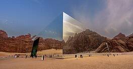 "Maraya:The Mirror of the Desert", Saudi Arabia. Maraya, the world’s largest mirrored building, blends seamlessly into the AlUla desert, reflecting the sky and the majestic rocks of this ancient land