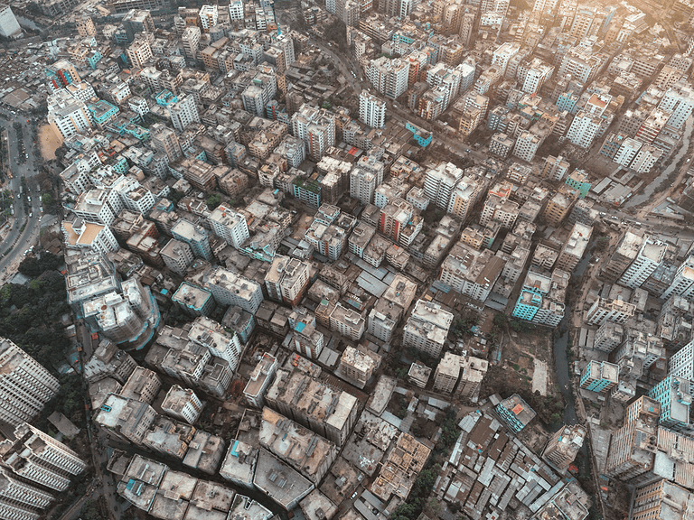 Aerial Shot of Dense Building Layout in Bangladesh