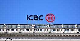 Warsaw, Poland. 10 March 2022. Sign ICBC. Company signboard ICBC.