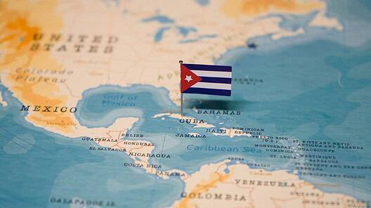 The Map and Flag of Cuba.