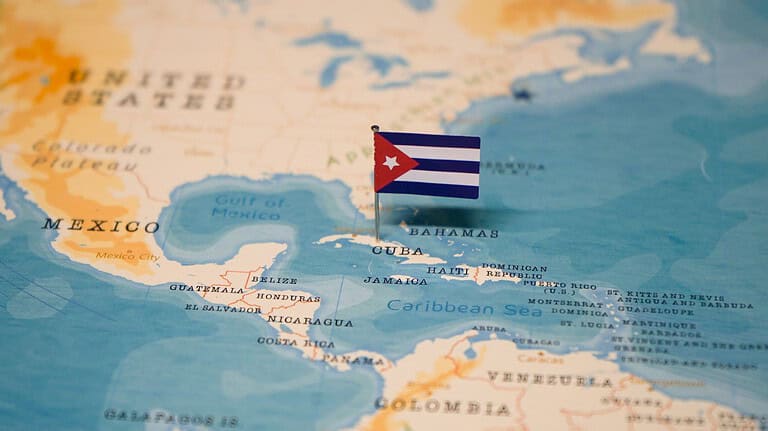 The Map and Flag of Cuba.