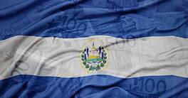 waving colorful national flag of el salvador on a euro money banknotes background. finance concept