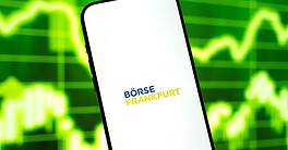 Boerse frankfurt stock exchange logo is displayed on the screen of a smartphone, in Bangalore, India, on February 12, 2026