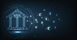 Isometric Illustration Of Bank On Dark Blue Technology