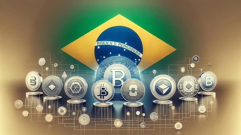 Digital currency and blockchain technology concepts with Bitcoin, Ethereum, and other cryptocurrenci.