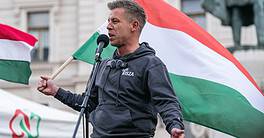 Hungarian Prime Minister Peter Magyar, leader of the Hungarian opposition and Tisza party giving a speech.