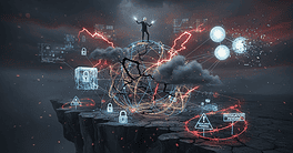 Digital network nodes representing private credit crash systemic risk factors