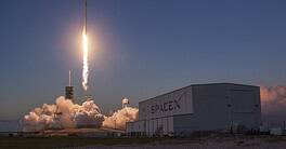 SpceX rocket launches from pad