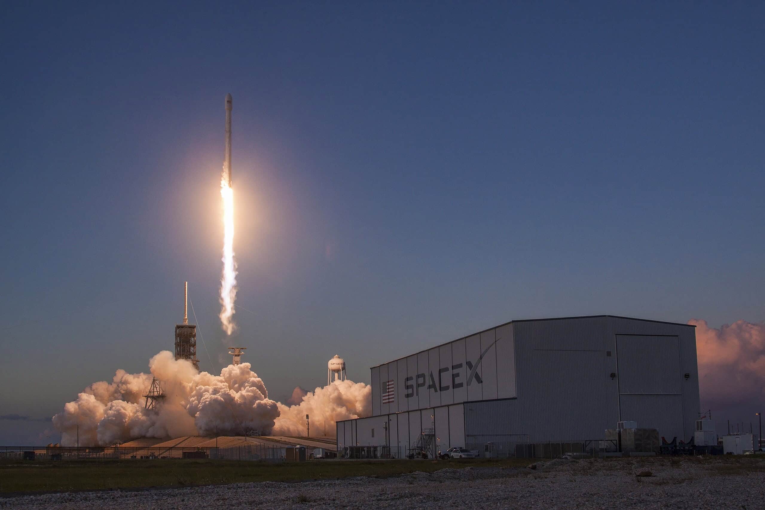 SpceX rocket launches from pad
