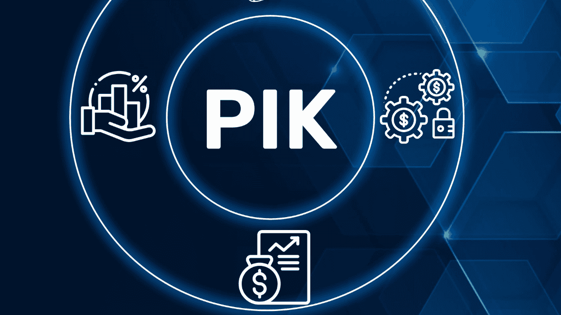 Illustration of Payment-In-Kind (PIK) with financial icons and digital graphics.