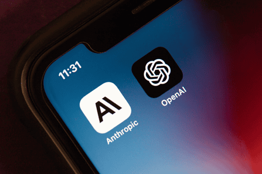 Anthropic, Openai logos on a smartphone