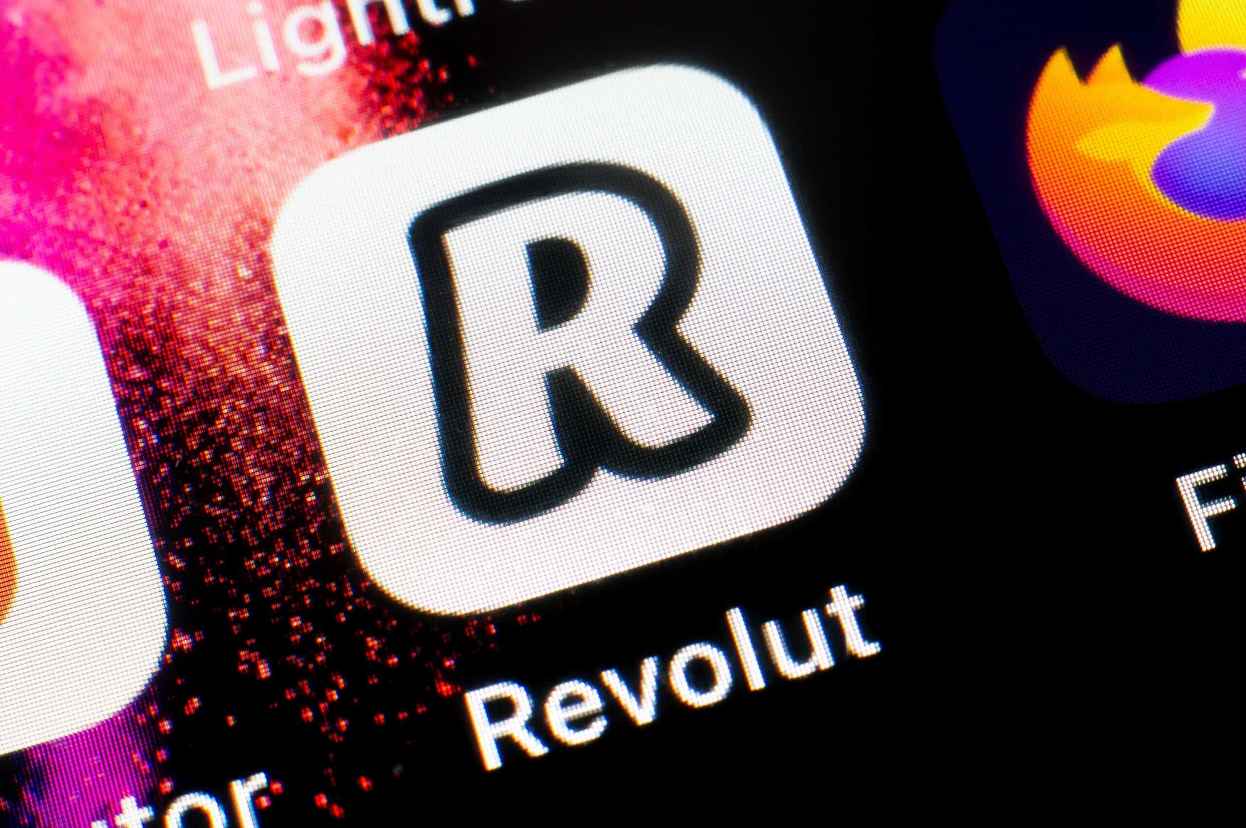 Revolut app icon on smartphone screen for digital banking and finance.