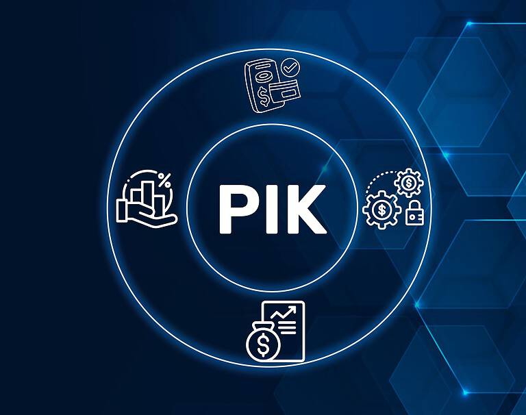 PIK Payment in Kind concept.A type of financing arrangement where interest or dividends are paid in the form of additional securities or assets, instead of cash