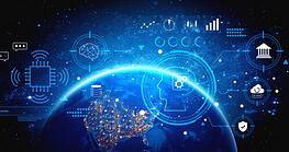 An advanced AI system for business and financial analysis. A futuristic interface for commanding an AI to process data from various domains.