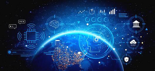 An advanced AI system for business and financial analysis. A futuristic interface for commanding an AI to process data from various domains.