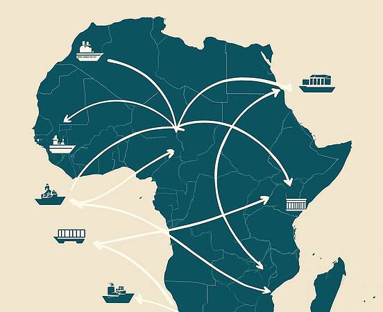 Africa map with trade connect