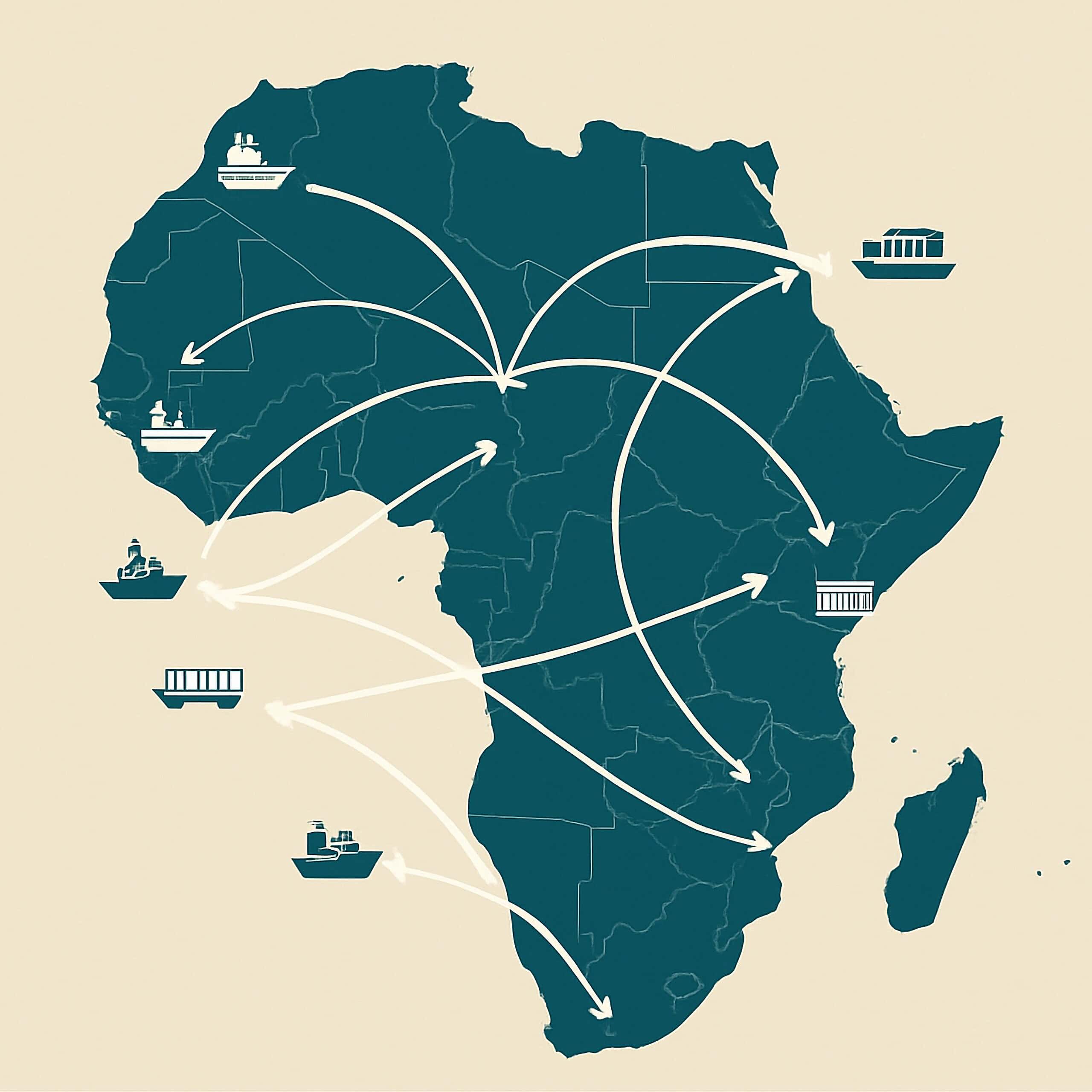 Africa map with trade connect