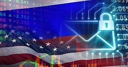 Flag, stock quotes, cybersecurity icon