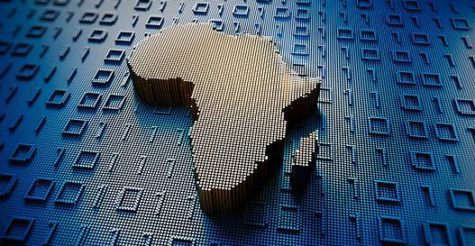 Africa digital map with coding numbers in backgound