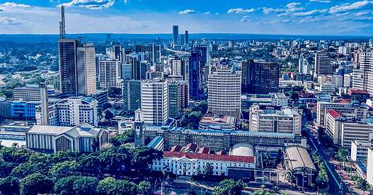 Nairobi, Kenya - April 21 2022 Nairobi City County Kenya's Capital East Africa Cityscapes Skyline skyscrapers tall modern buildings offices highrise architecture