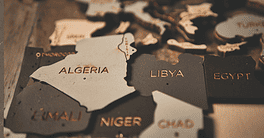 Algeria, Libya and Egypt of wooden map of African continent