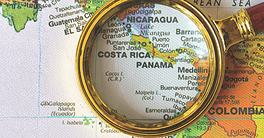 Costa Rica and Panama on a map
