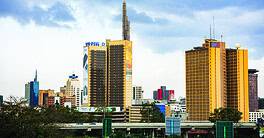 Nairobi, Kenya - June 12 2024 Nairobi City County Kenya's Capital Skyline Skyscrapers Cityscapes Modern Tower Building High-rise Office Architectural East Africa panoramic Scenic View landscape Travel