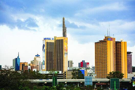 Nairobi, Kenya - June 12 2024 Nairobi City County Kenya's Capital Skyline Skyscrapers Cityscapes Modern Tower Building High-rise Office Architectural East Africa panoramic Scenic View landscape Travel