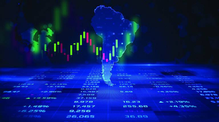 South America stock market and economic business growth