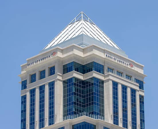 Exterior view of the Bank of America corporate headquarters building in Charlotte, North Carolina