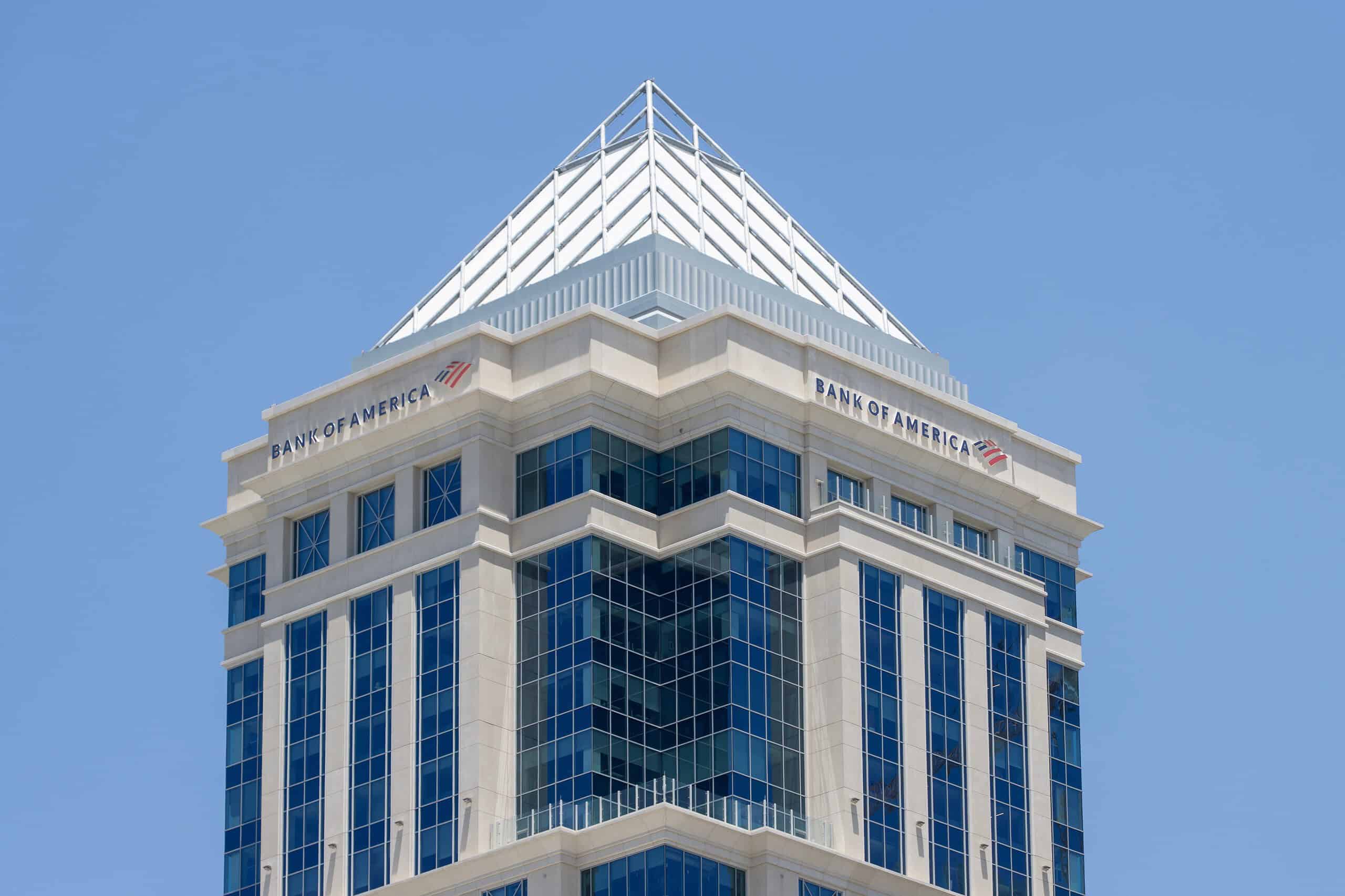 Exterior view of the Bank of America corporate headquarters building in Charlotte, North Carolina