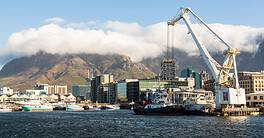 Large container crane operating at the port of Cape Town, South Africa.