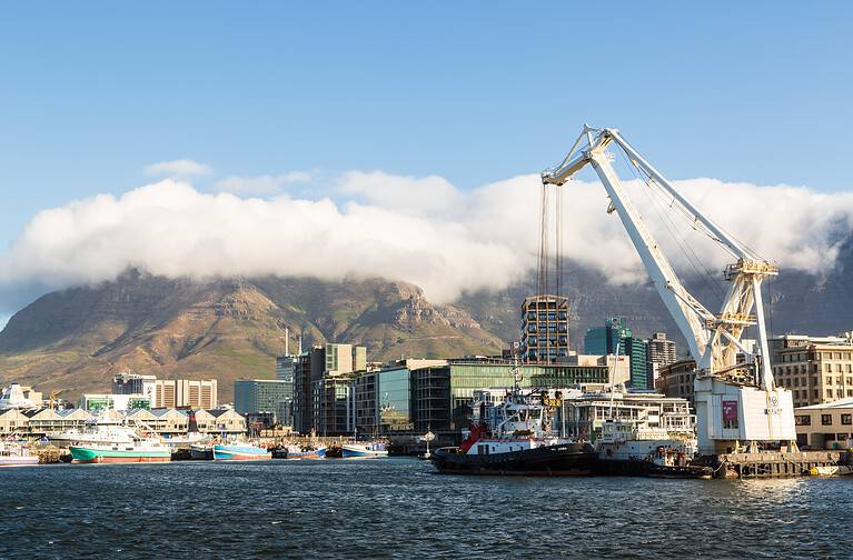 Large container crane operating at the port of Cape Town, South Africa.