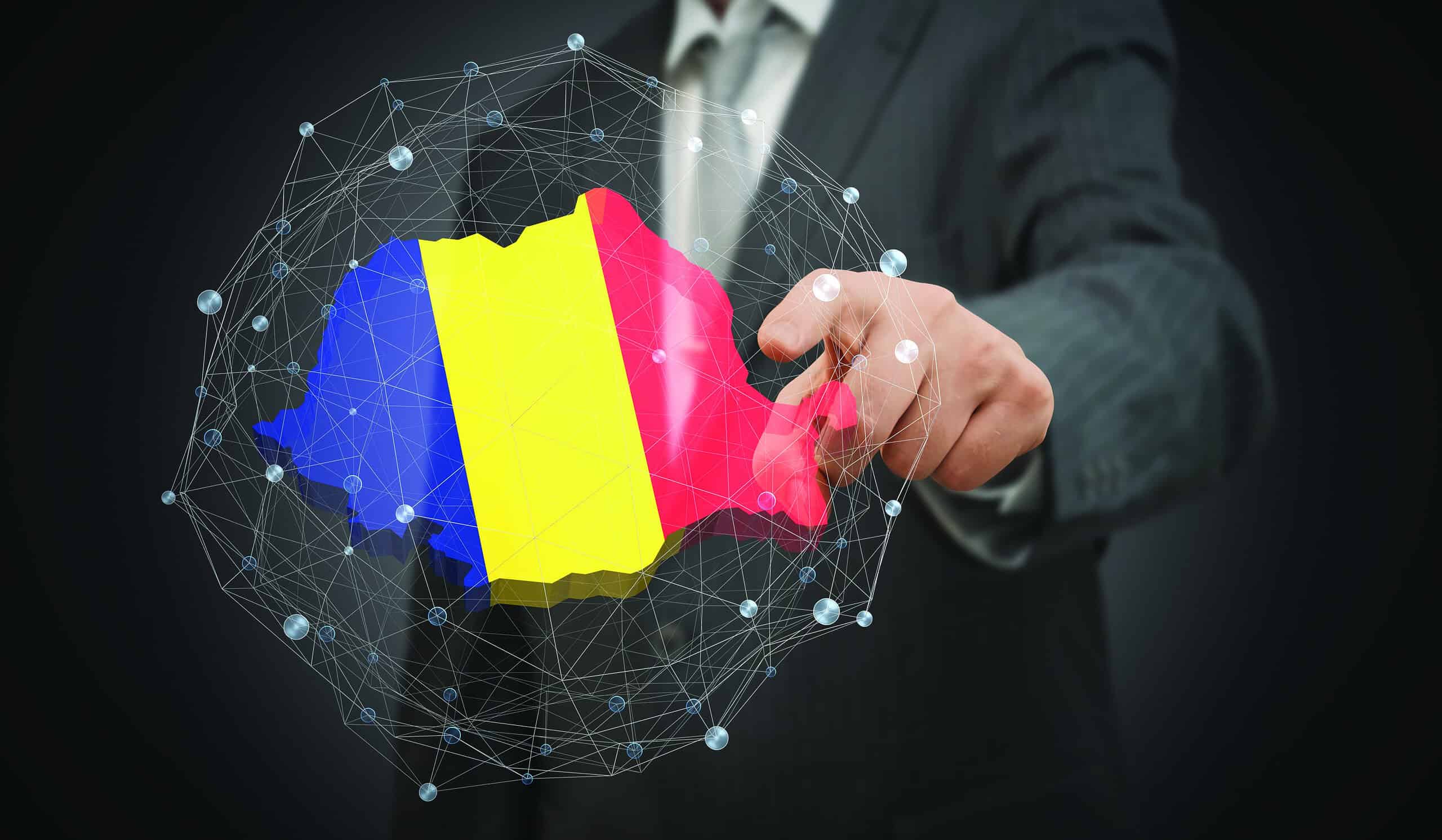 Romania - country shape and flag - 3D illustration