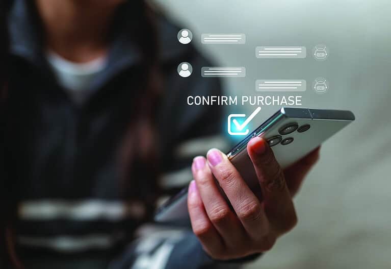 AI-assisted e-commerce concept showing smart shopping, personalized recommendations, and automated digital retail experience on modern devices.